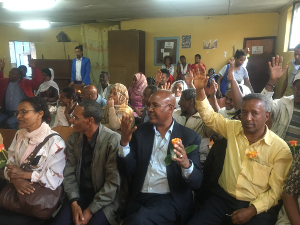 Members of the Deaf Seniors Club celebrating the UN International Day of Older Persons on 8 October 2017 at the ENAD Hall