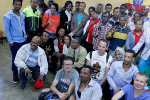 Deaf youth and seniors along with guests from the Netherlands celebrating International Week of the Deaf on 2 October 2016 at the ENAD hall