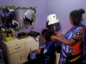 Deaf members in Jimma engaged in hair dressing